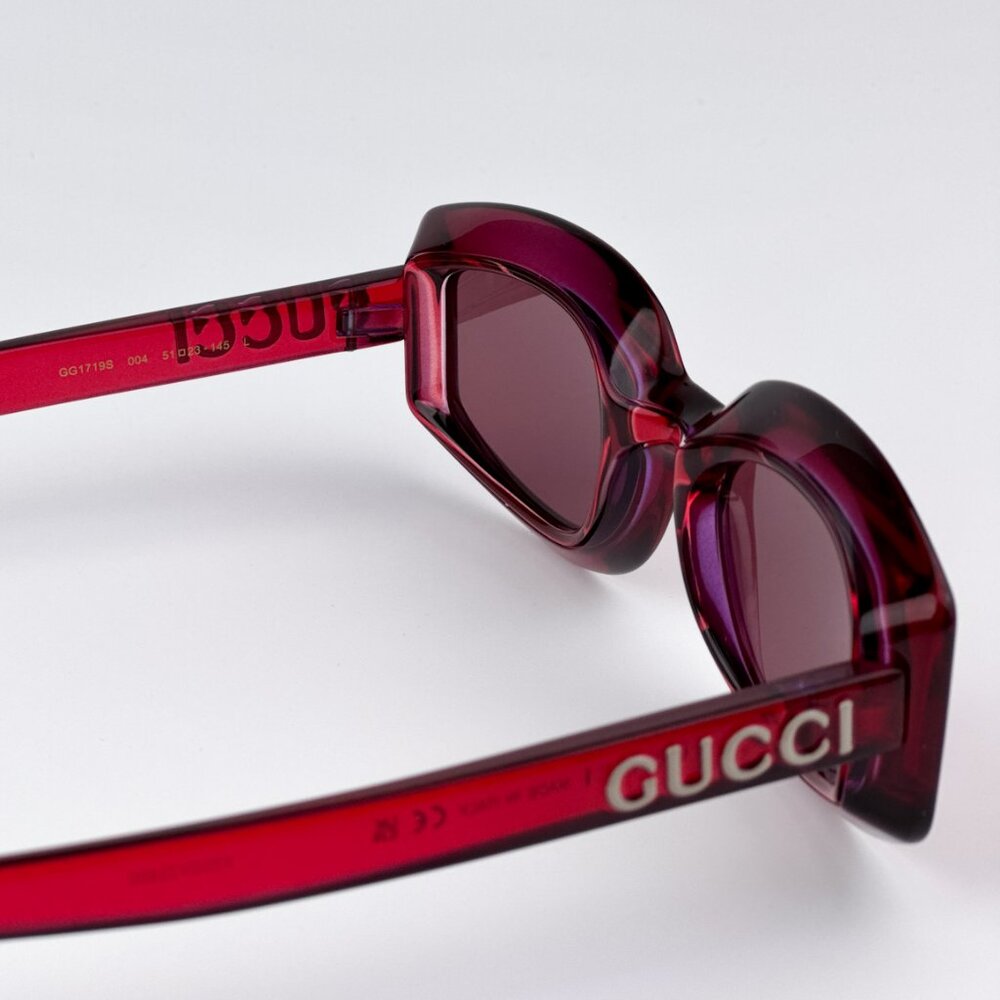 Gucci GG1719S 004 BRAND NEW Sunglasses Transparent Red Violet Women Square - Picture 8 of 9